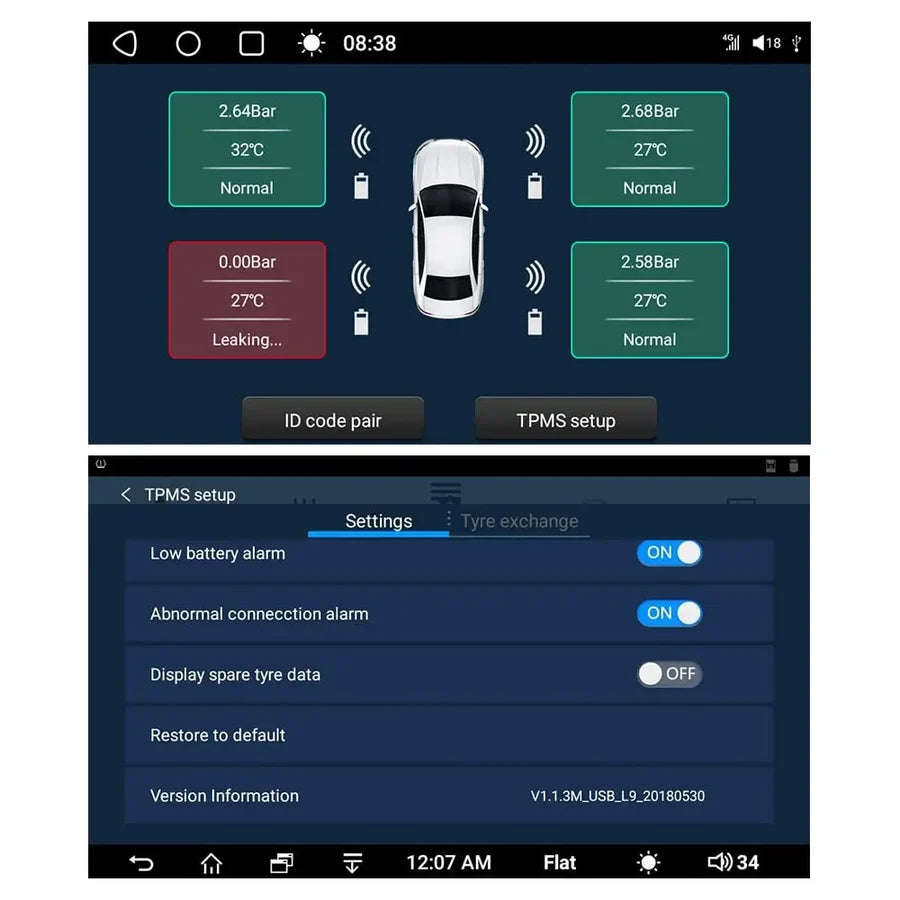 ATOTO AC-UTP1 Sistema TPMS USB, Sensores de Monitoreo de Presión