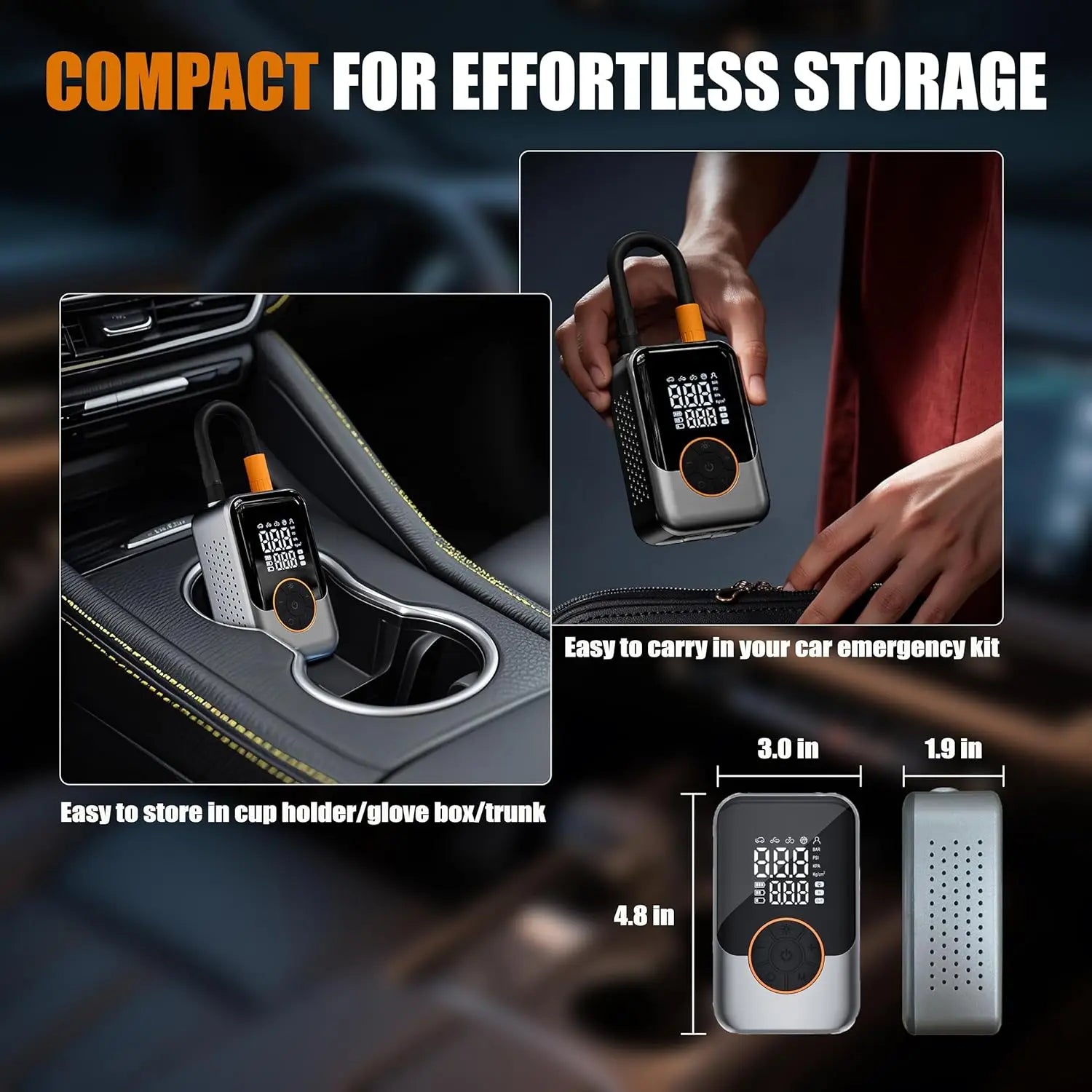 Inflador Electrico Portatil para Coche
Con Compresor de Aire